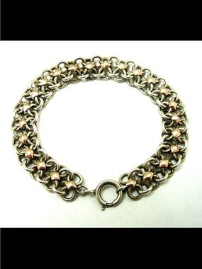 Two-Tone Chain Link Bracelet - Rose Gold Accents